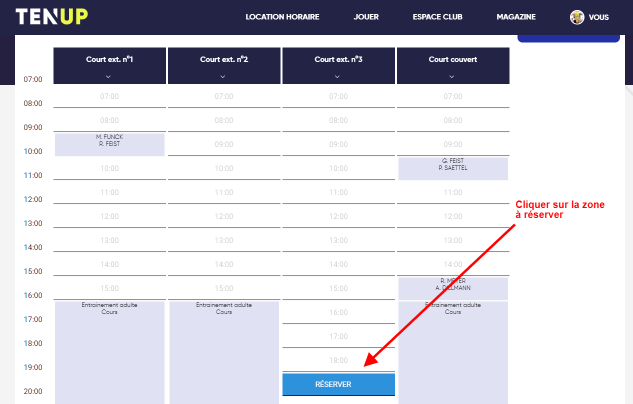 Calendrier de réservation