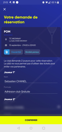 Réservation à confirmer