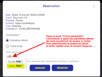 Validation de la réservation